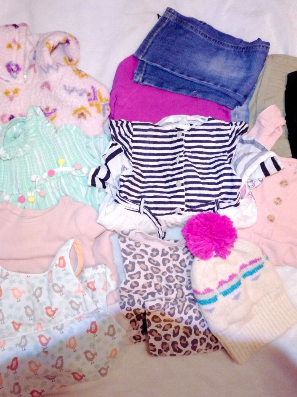 14 Piece Girl Toddler 2T Clothing Bundle Dresses, Pants, Shirts, Hat